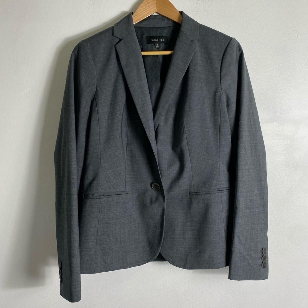 Talbots Gray Wool Blend Single Button Blazer - image 1